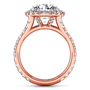 Halo Diamond  Engagement Ring Emotion 14K Rose Gold