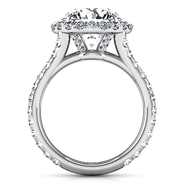 Round Diamond Halo  Engagement Ring Emotion 14K White Gold