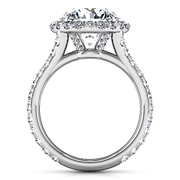 Round Diamond Halo  Engagement Ring Emotion 14K White Gold