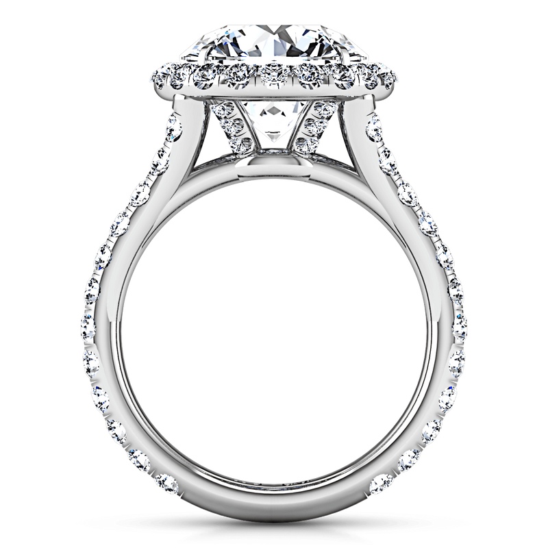 Round Diamond Halo  Engagement Ring Emotion 14K White Gold