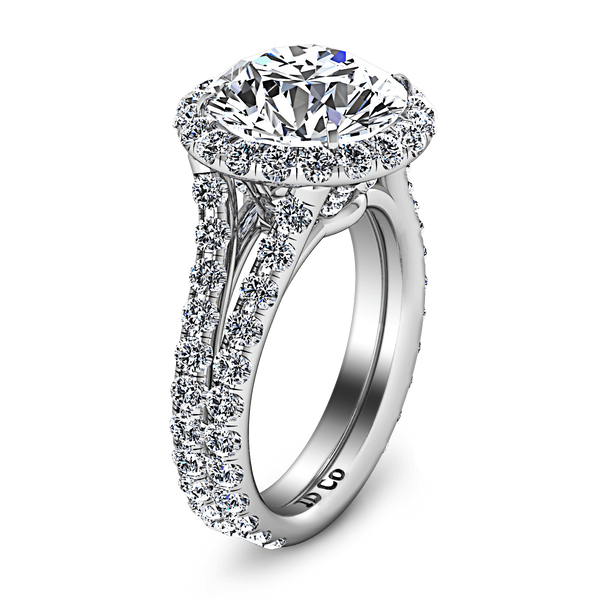 Round Diamond Halo  Engagement Ring Emotion 14K White Gold