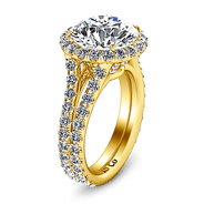 Halo Diamond  Engagement Ring Emotion 14K Yellow Gold