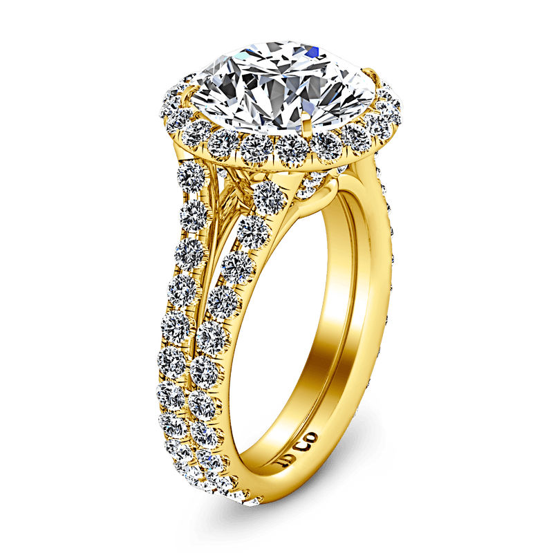 Halo Diamond  Engagement Ring Emotion 14K Yellow Gold