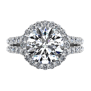 Round Diamond Halo  Engagement Ring Emotion 14K White Gold