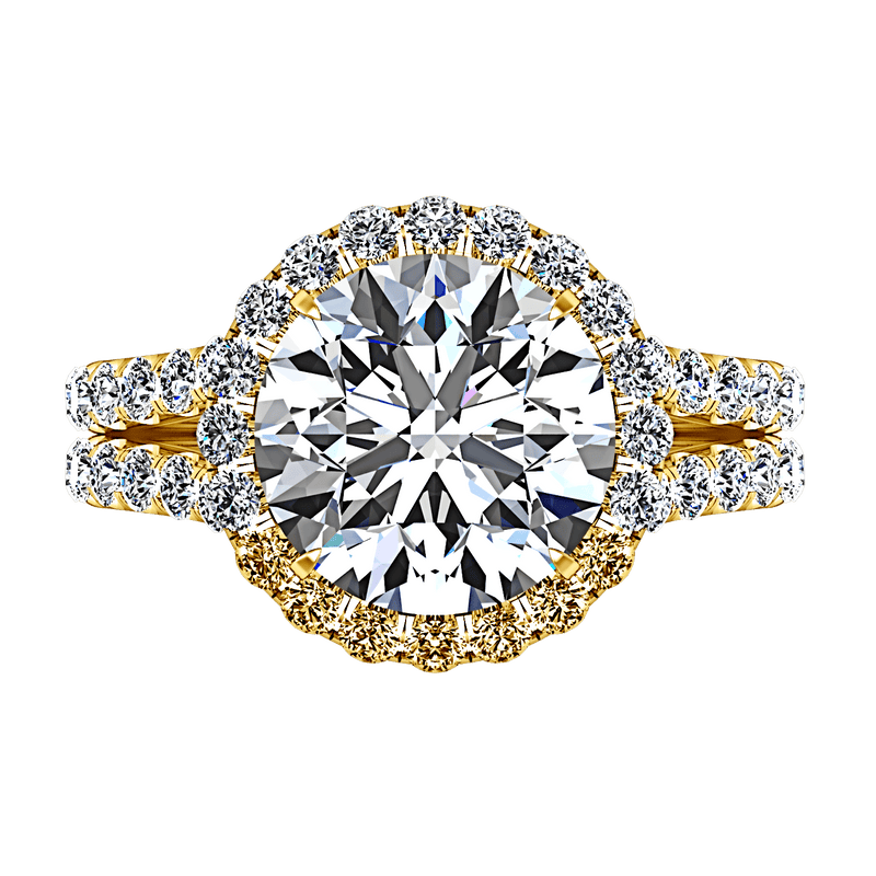 Halo Diamond  Engagement Ring Emotion 14K Yellow Gold