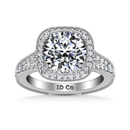 Round Diamond Halo Engagement Ring Anthea 14K White Gold