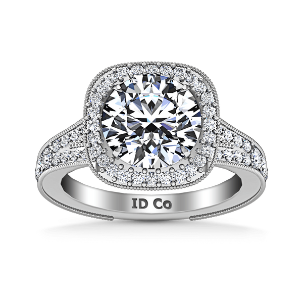 Round Diamond Halo Engagement Ring Anthea 14K White Gold