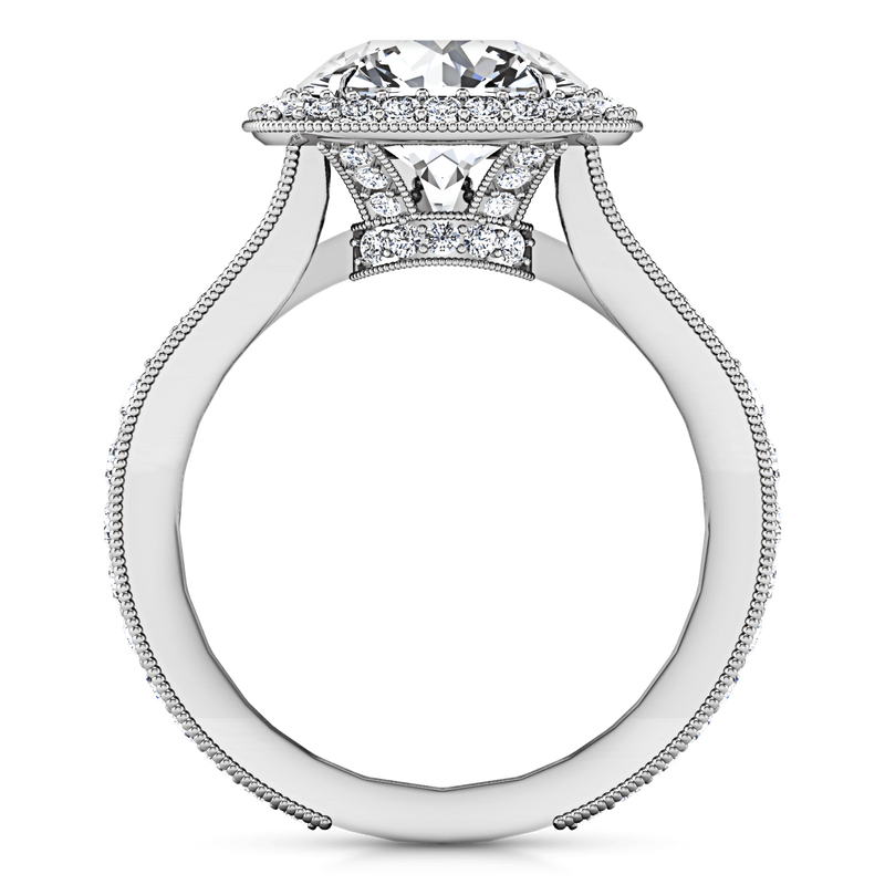Round Diamond Halo Engagement Ring Anthea 14K White Gold