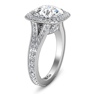 Round Diamond Halo Engagement Ring Anthea 14K White Gold