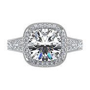 Round Diamond Halo Engagement Ring Anthea 14K White Gold