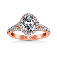 Halo Diamond Oval Engagement Ring Melody 14K Rose Gold