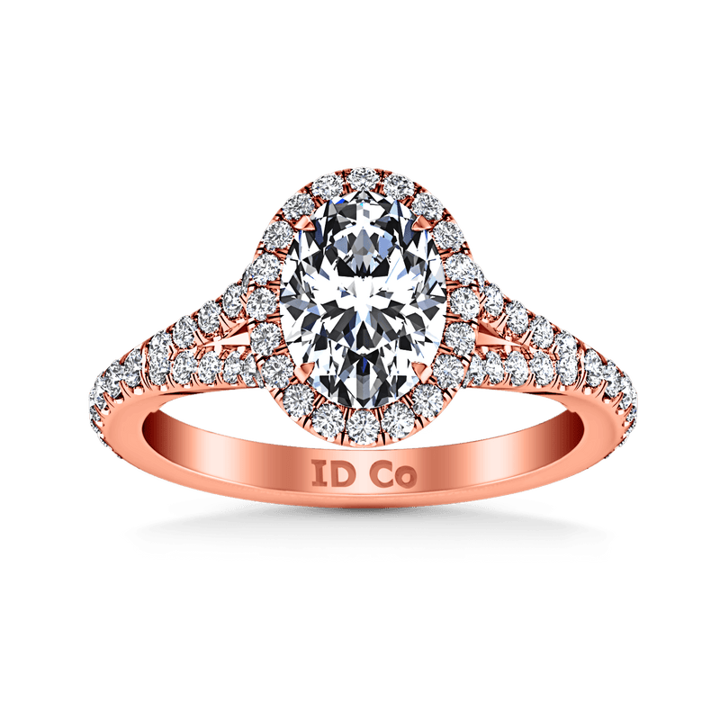 Halo Diamond Oval Engagement Ring Melody 14K Rose Gold