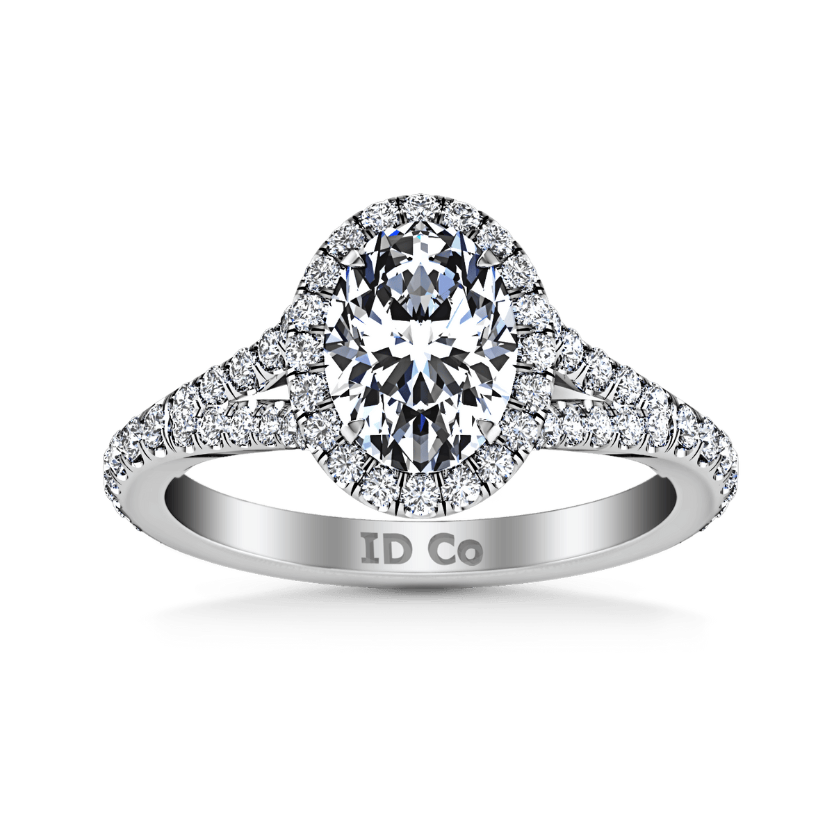 Halo Oval Diamond Engagement Ring Melody 14K White Gold