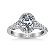Halo Oval Diamond Engagement Ring Melody 14K White Gold