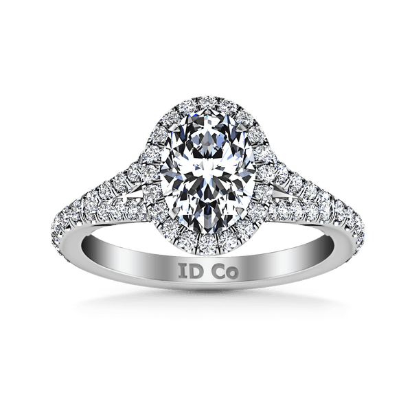 Halo Oval Diamond Engagement Ring Melody 14K White Gold