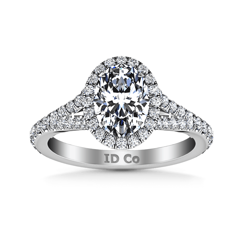 Halo Oval Diamond Engagement Ring Melody 14K White Gold