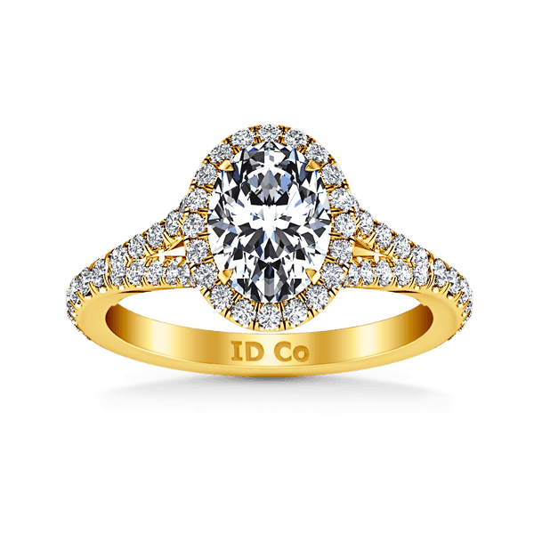 Halo Diamond Oval Engagement Ring Melody 14K Yellow Gold