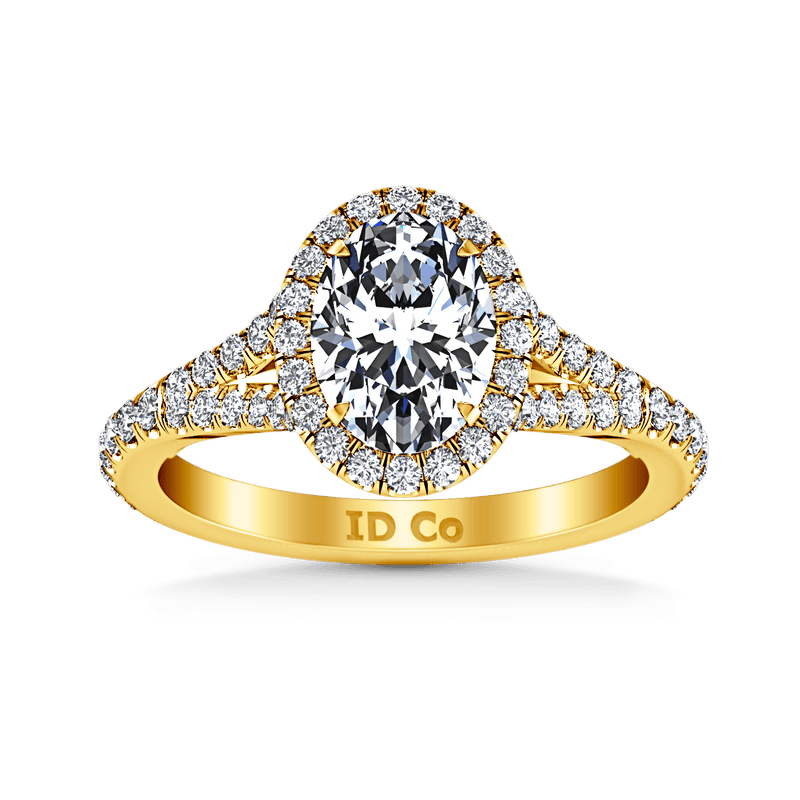Halo Diamond Oval Engagement Ring Melody 14K Yellow Gold