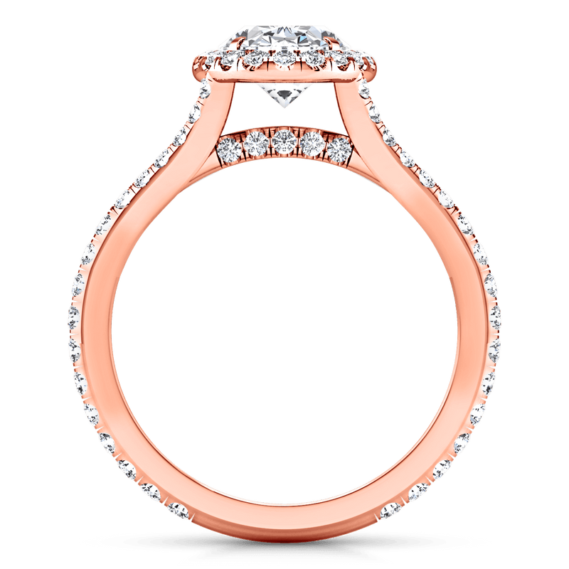 Halo Diamond Oval Engagement Ring Melody 14K Rose Gold