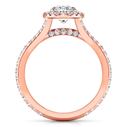 Halo Diamond Oval Engagement Ring Melody 14K Rose Gold