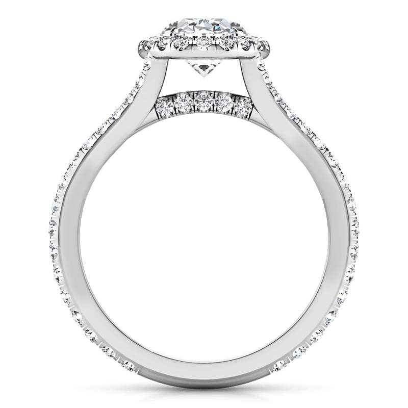 Halo Oval Diamond Engagement Ring Melody 14K White Gold