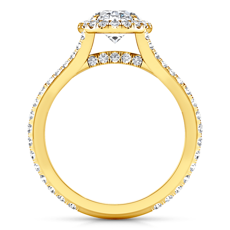 Halo Diamond Oval Engagement Ring Melody 14K Yellow Gold