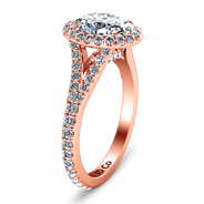 Halo Diamond Oval Engagement Ring Melody 14K Rose Gold