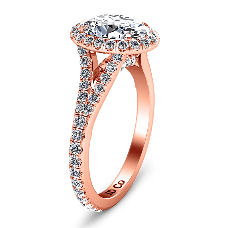 Halo Diamond Oval Engagement Ring Melody 14K Rose Gold