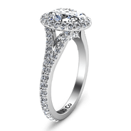 Halo Oval Diamond Engagement Ring Melody 14K White Gold