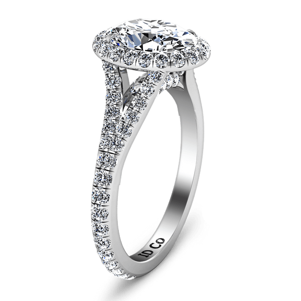 Halo Oval Diamond Engagement Ring Melody 14K White Gold