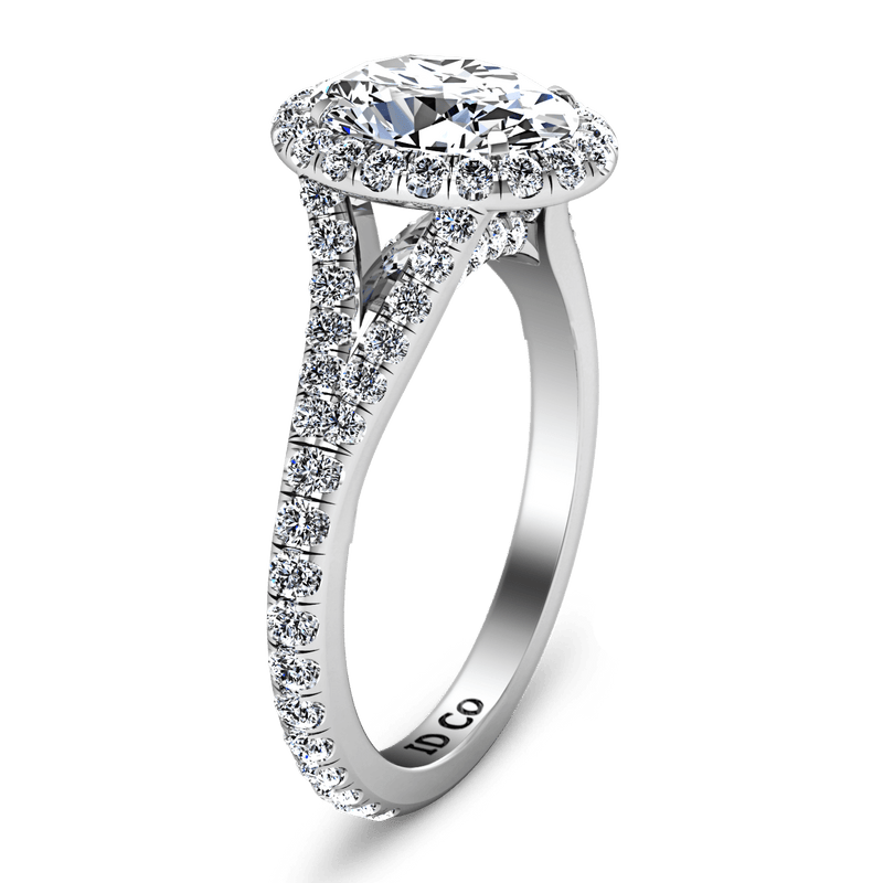 Halo Oval Diamond Engagement Ring Melody 14K White Gold