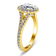 Halo Diamond Oval Engagement Ring Melody 14K Yellow Gold