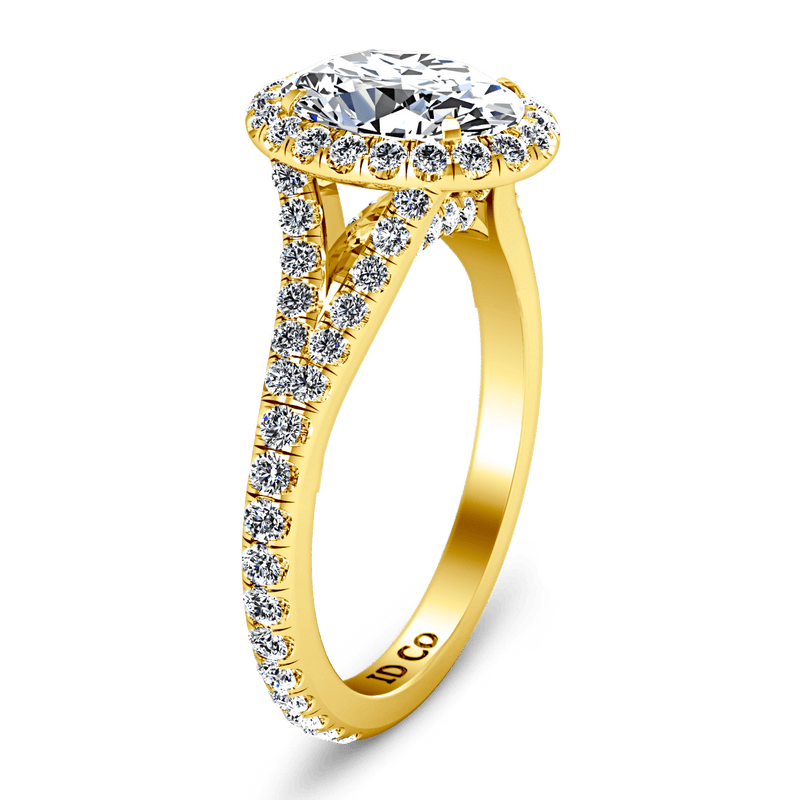 Halo Diamond Oval Engagement Ring Melody 14K Yellow Gold