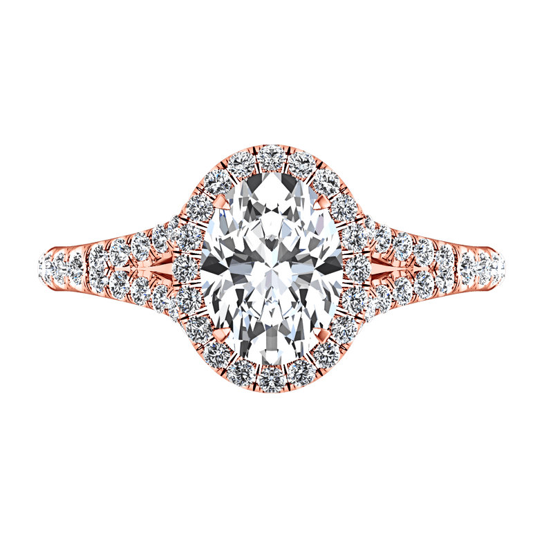 Halo Diamond Oval Engagement Ring Melody 14K Rose Gold