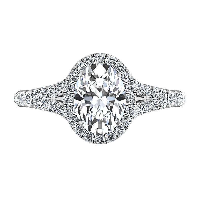 Halo Oval Diamond Engagement Ring Melody 14K White Gold