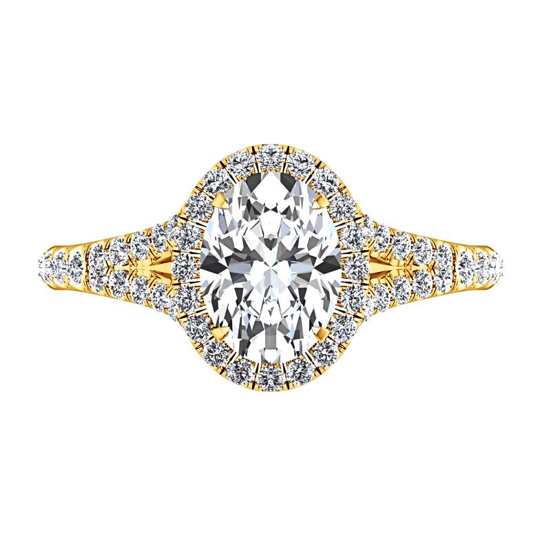 Halo Diamond Oval Engagement Ring Melody 14K Yellow Gold