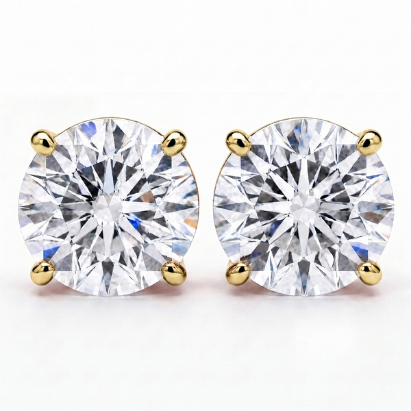 14K Lab Grown Diamond Stud Earrings Yellow Gold