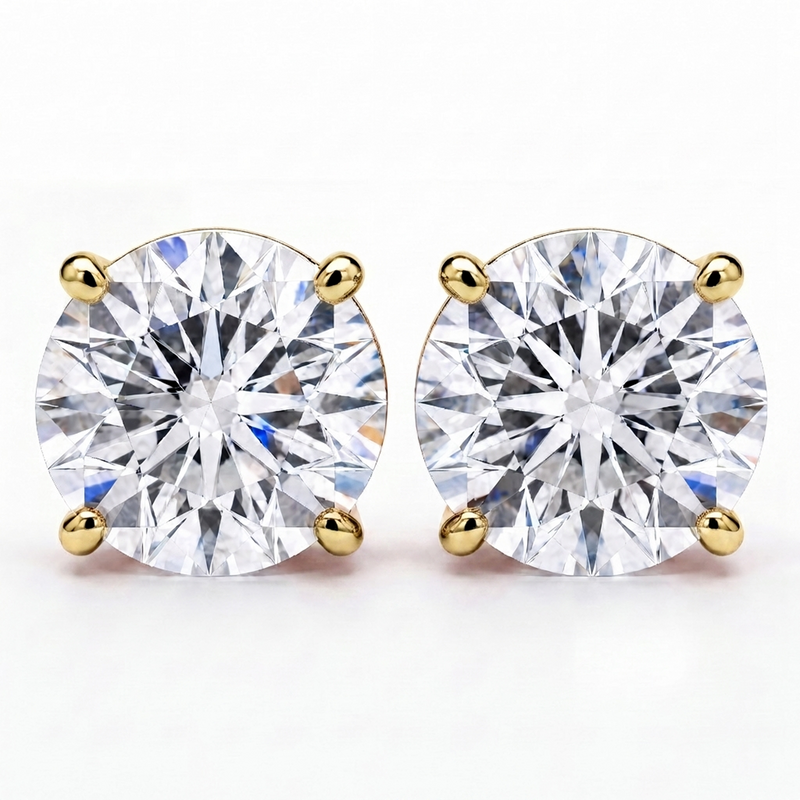14K Lab Grown Diamond Stud Earrings Yellow Gold