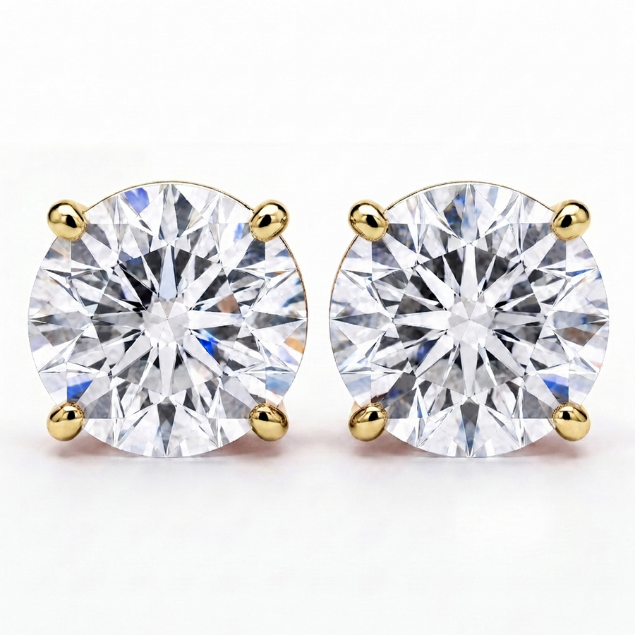 14K Lab Grown Diamond Stud Earrings Yellow Gold