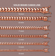 Solid Miami Cuban Link Chain 14K Rose Gold