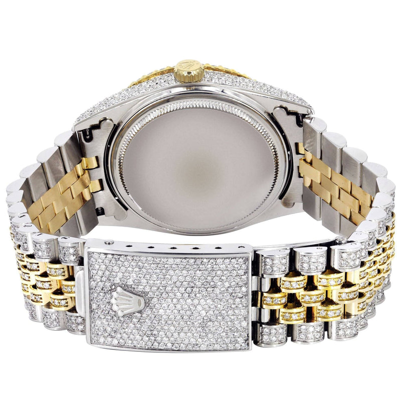 Iced Out Rolex Datejust 36 MM | Two Tone | 10 Carats of Diamonds | Full Diamond Red Arabic Dial