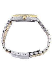 Iced Out Rolex Datejust 36 MM | Two Tone | 10 Carats of Diamonds | Grey Diamond Dial