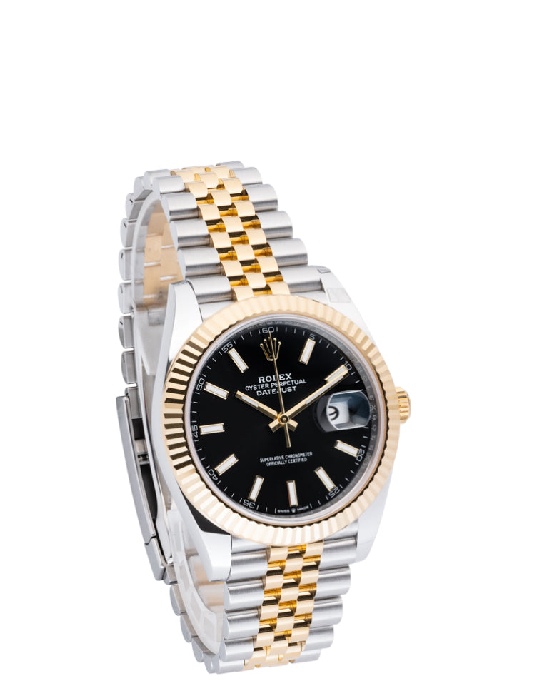 Rolex Datejust  Watch | 41MM | Black Index Dial | 18K Yellow Gold & Stainless Steel | Jubilee Band