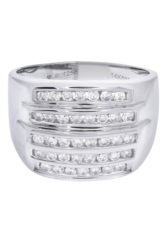 White Gold Mens Diamond Ring| 0.82 Carats| 10.91 Grams