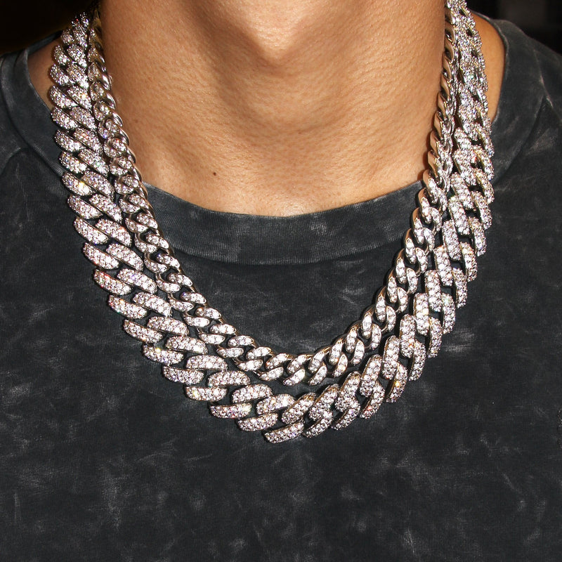 White Gold Plated Iced Out Miami Cuban Link Choker