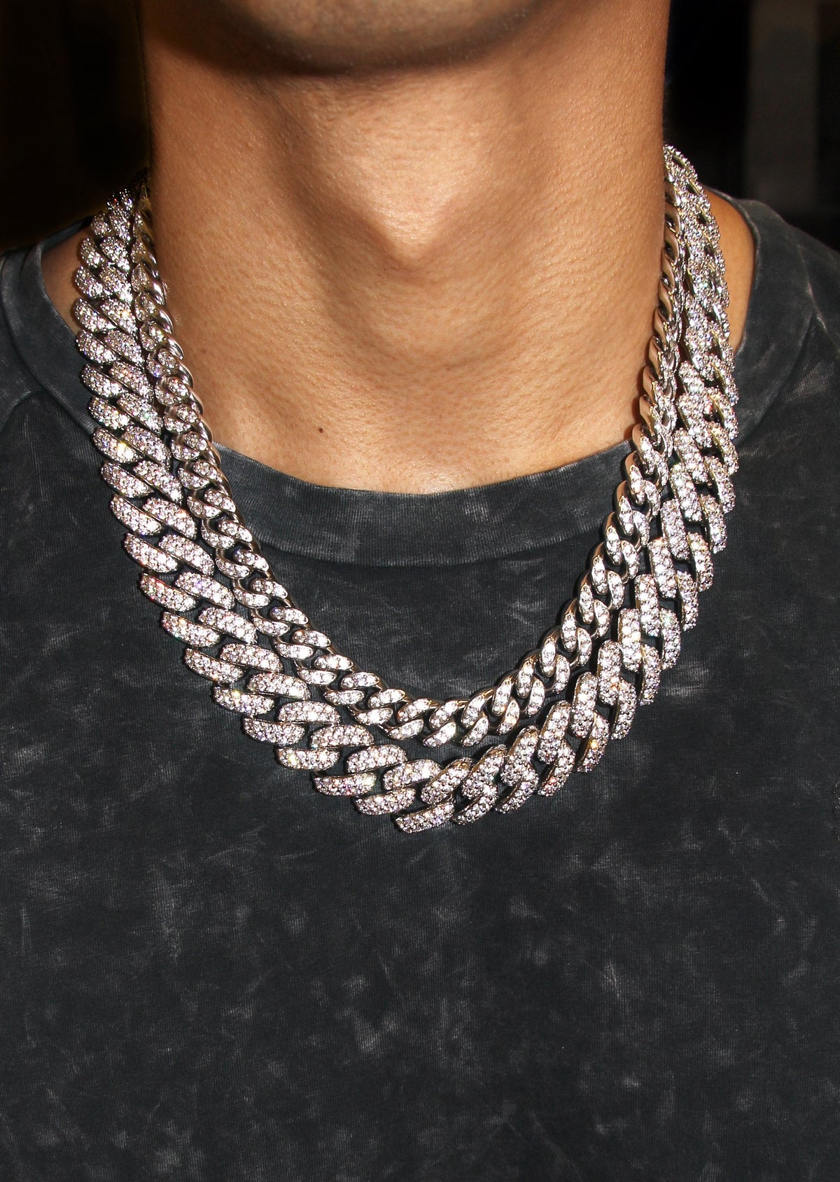 White Gold Plated Iced Out Miami Cuban Link Choker