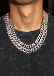 White Gold Plated Iced Out Miami Cuban Link Choker