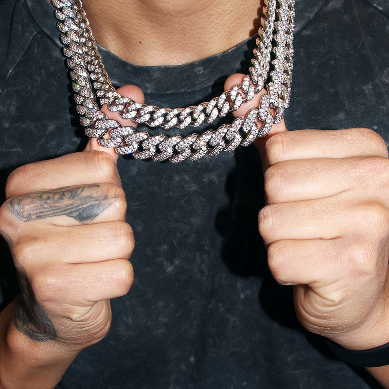 White Gold Plated Iced Out Miami Cuban Link Choker