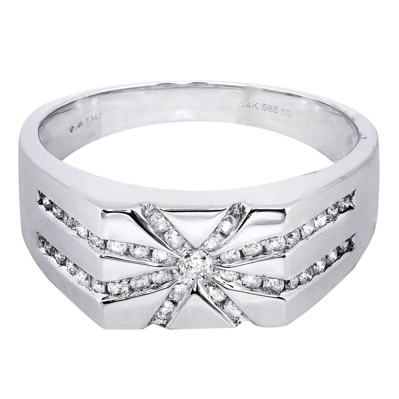 White Gold Mens Diamond Ring| 0.42 Carats| 6.67 Grams