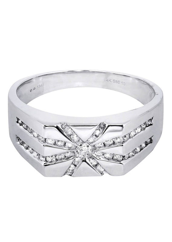 White Gold Mens Diamond Ring| 0.42 Carats| 6.67 Grams